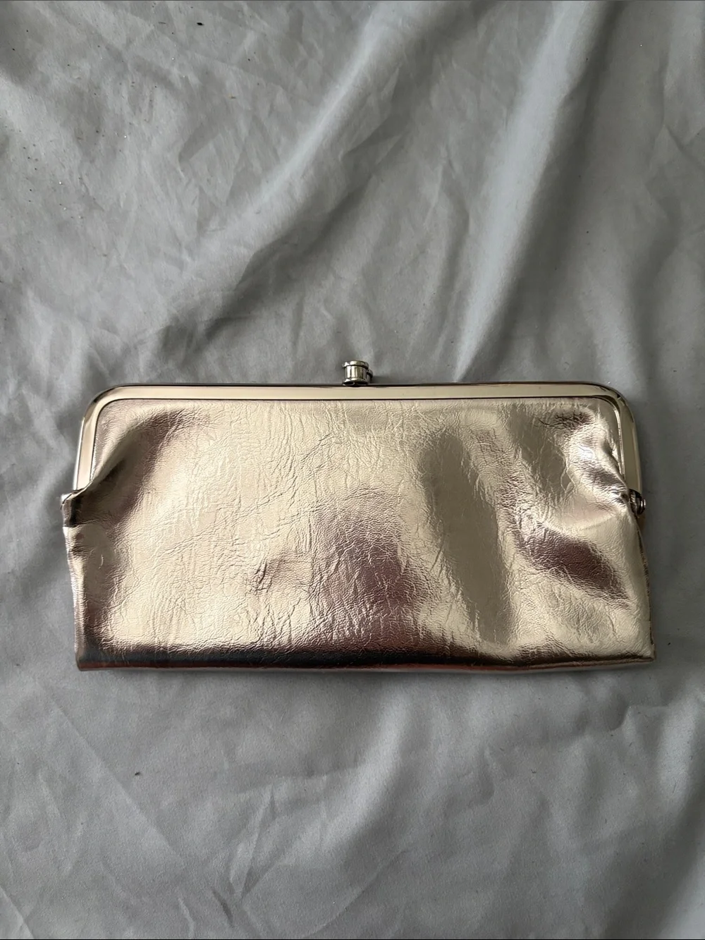 Metallic Rose Gold Frame Clutch Wallet